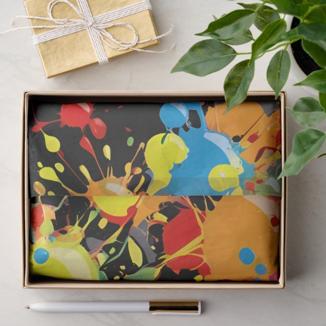 Papel De Seda Salpicaduras de pintura de arcoíris PD (Regalo )
