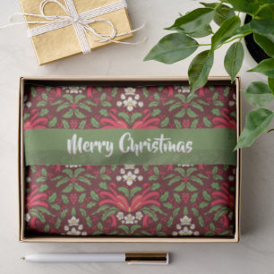 Papel De Seda Saludo Botánico de Navidad de Acebo