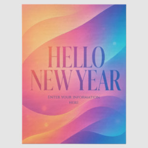 Papel De Seda Saludo colorido de Feliz Año Nuevo, brillo y negri
