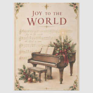 Papel De Seda Saludo de Navidad vintage, estilo música clásica