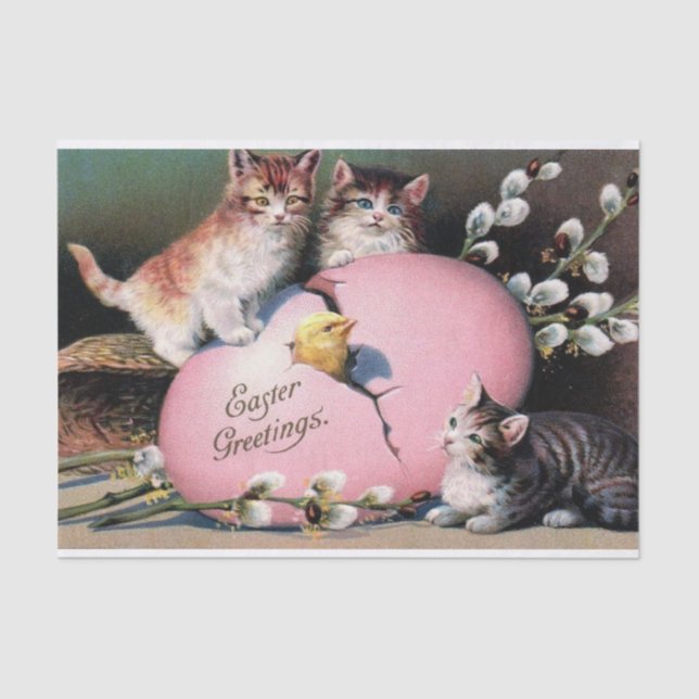 Papel De Seda Saludos de Semana Santa de la Viña Gatos Chick y H (Anverso)