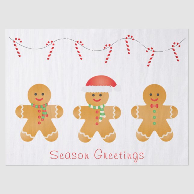 Papel De Seda Saludos de temporada a los hombres de Gingerbread (Anverso)