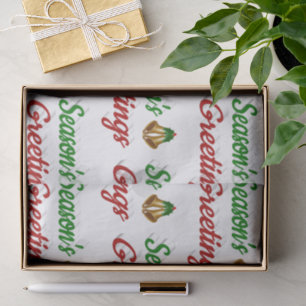 Papel De Seda Saludos de temporada Campanas Navidad rojo verde s