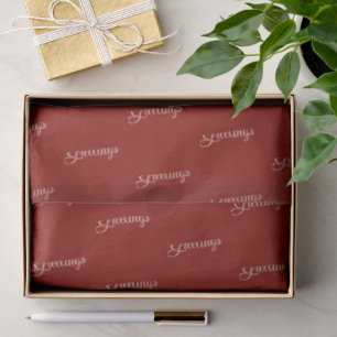 Papel De Seda Saludos Navideños   Rojo Burgundy Rico y Marfil