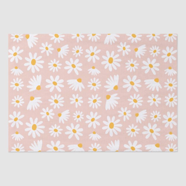 Papel De Seda Salvaje Fiesta Boho Rubor Pink Daisy (Anverso)