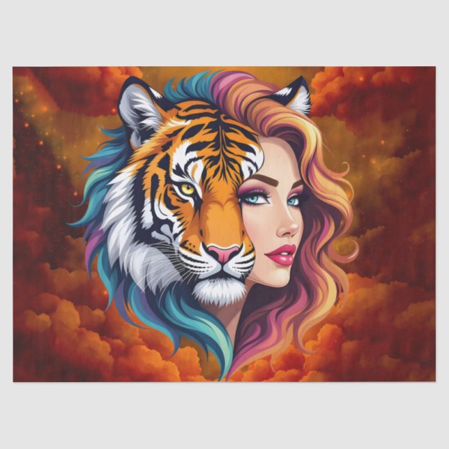 Papel De Seda Salvaje interior – Diosa del Espíritu del Tigre.  (Anverso)