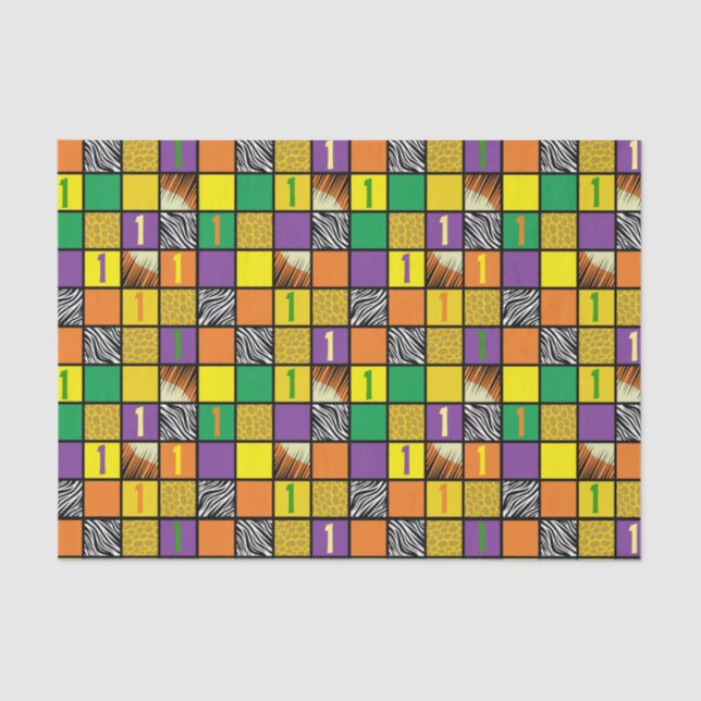 Papel De Seda Salvaje un Safari primer Fiesta de cumpleaños niño (Anverso)