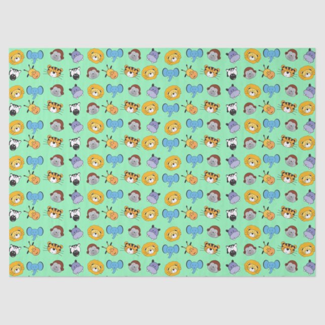 Papel De Seda Salvaje verde Un animal Ilustracion Safari (Anverso)