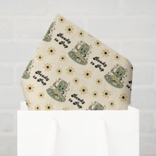Papel De Seda Salvia Verde Moderno Groovy Daisy Está Lista para 