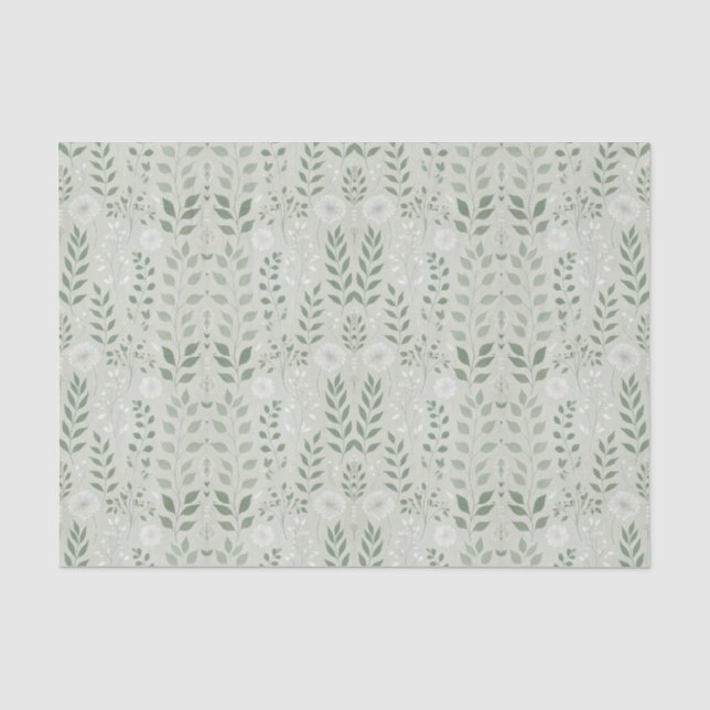 Papel De Seda Salvia y Dandeliones Verde (Anverso)