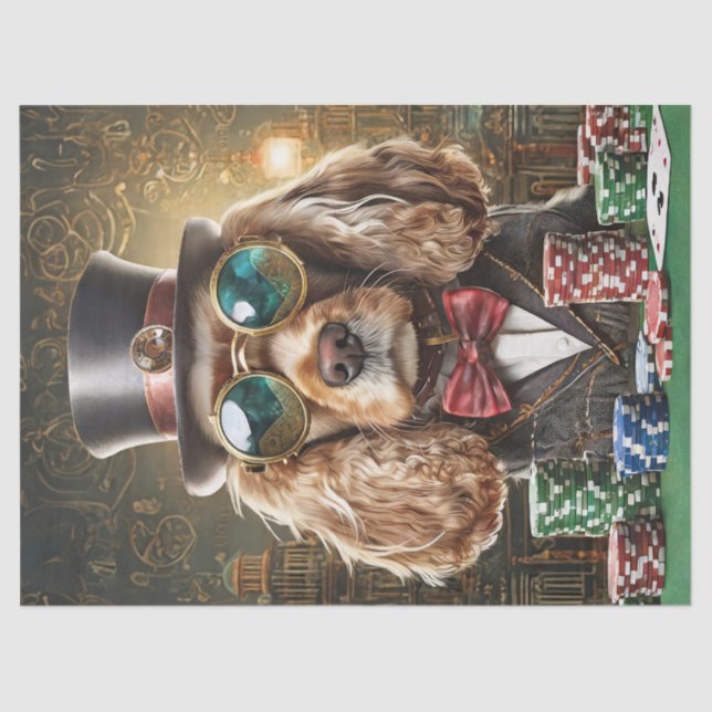 Papel De Seda Sam Slick, Cocker Spaniel Jugando Poker (Anverso)