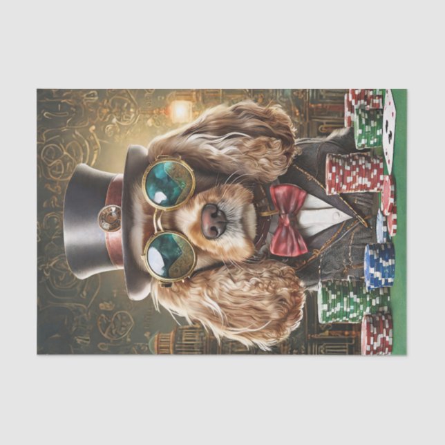 Papel De Seda Sam Slick, Cocker Spaniel Jugando Poker (Anverso)