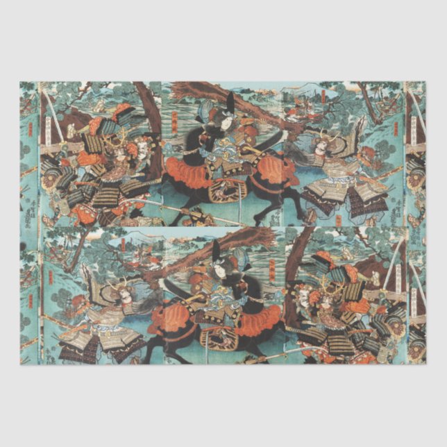 PAPEL DE SEDA SAMURAI TOMOE GOZEN HORSEBACK EN LA BATALLA (Anverso)
