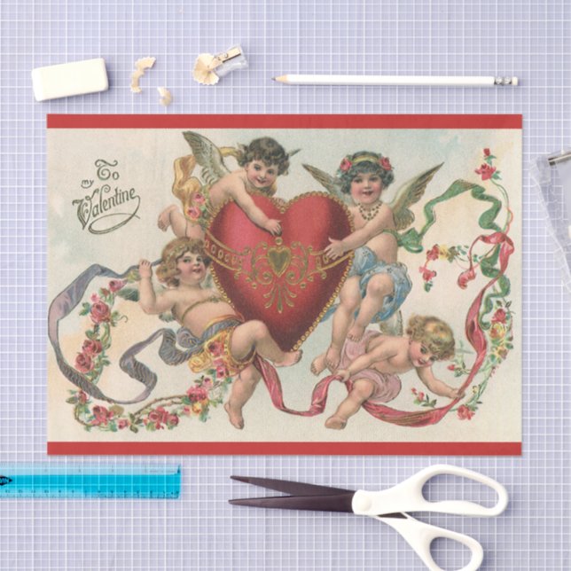 Papel De Seda San Valentines Antiguos, Ángeles Victorianos Queru (Artesanía)