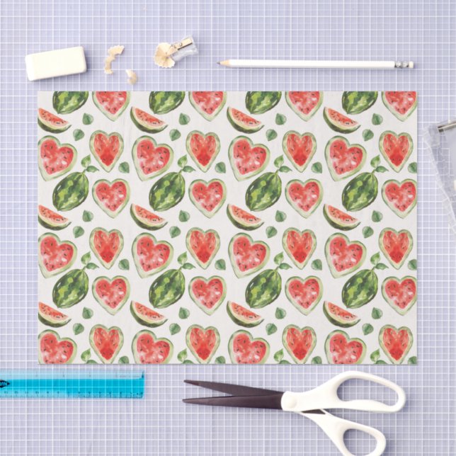 Papel De Seda Sandías Cumpleaños Corazón Rojo Verde (Artesanía)
