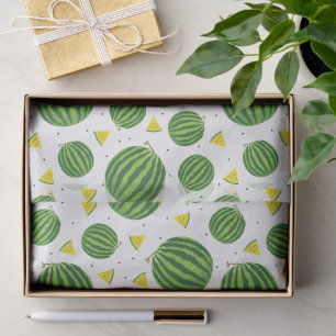 Papel De Seda Sandías Enteras y Patrón de Cuñas Amarillas