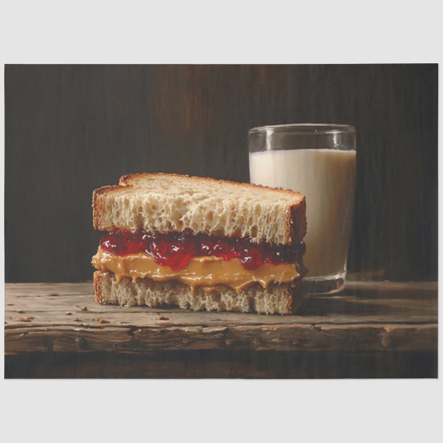 Papel De Seda Sándwich de mantequilla de maní y jalea decoupage  (Anverso)