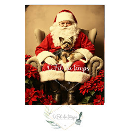 Papel De Seda Santa and his friend the Yorkshire- Découpage pape