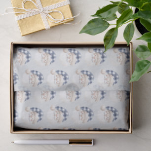 Papel De Seda Santa Azul Blanco con Sombrero Navidad