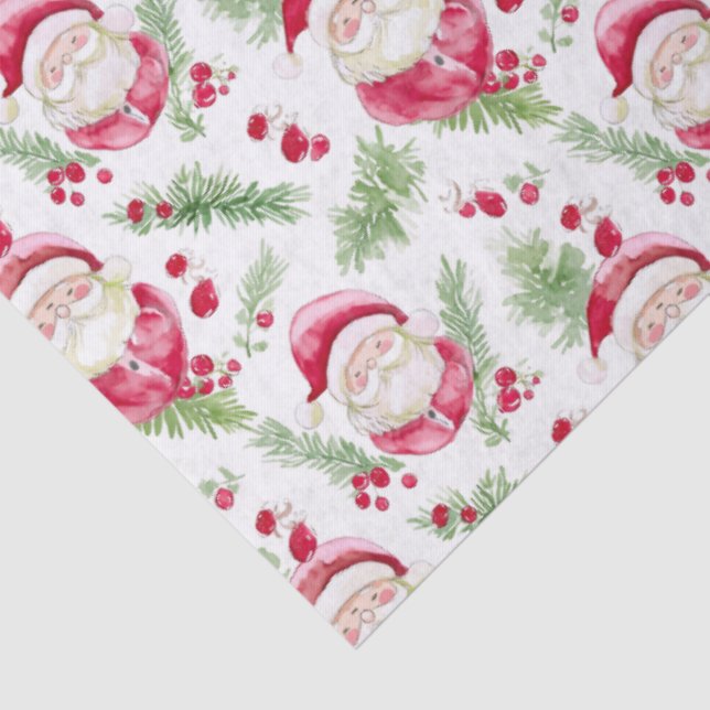 Papel De Seda Santa Claus acuarela alegre vibe (Detalle)