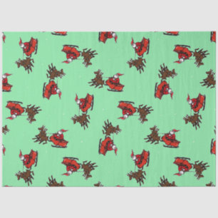 Papel De Seda Santa Claus con astucia en lo verde