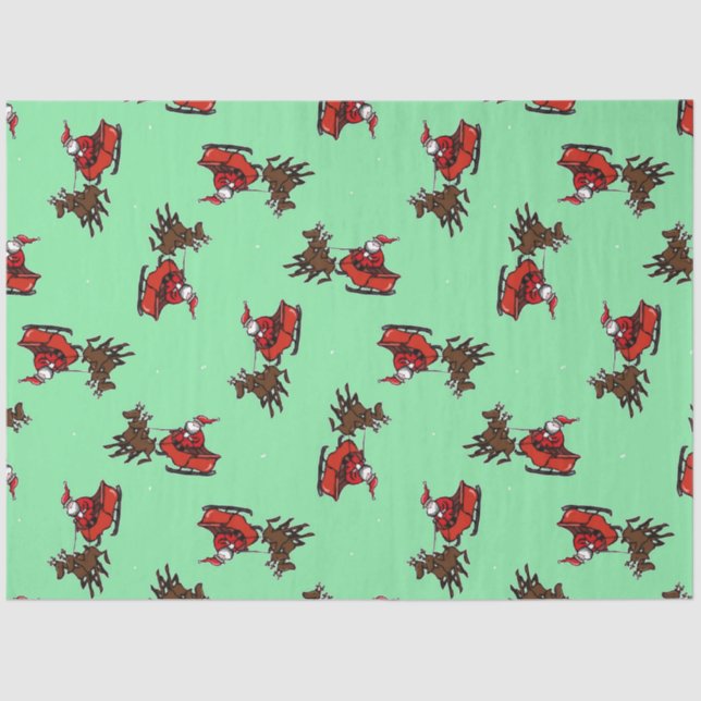 Papel De Seda Santa Claus con astucia en lo verde (Anverso)