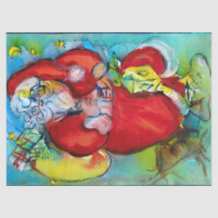 PAPEL DE SEDA SANTA CLAUS CON LANTERA EN NAVIDADES NOCHE