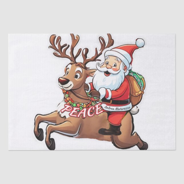 Papel De Seda Santa Claus con regalos de paz (Anverso)
