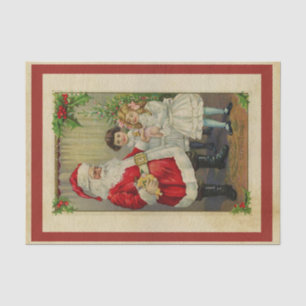 Papel De Seda Santa Claus de estilo vintage da regalos a los niñ