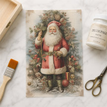 Santa Claus decoupage victoriano antiguo de Navida