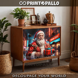 Papel De Seda Santa Claus en una ciudad moderna que trae regalos