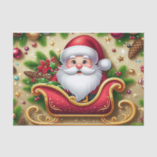 Papel De Seda Santa Claus festivo en trineo
