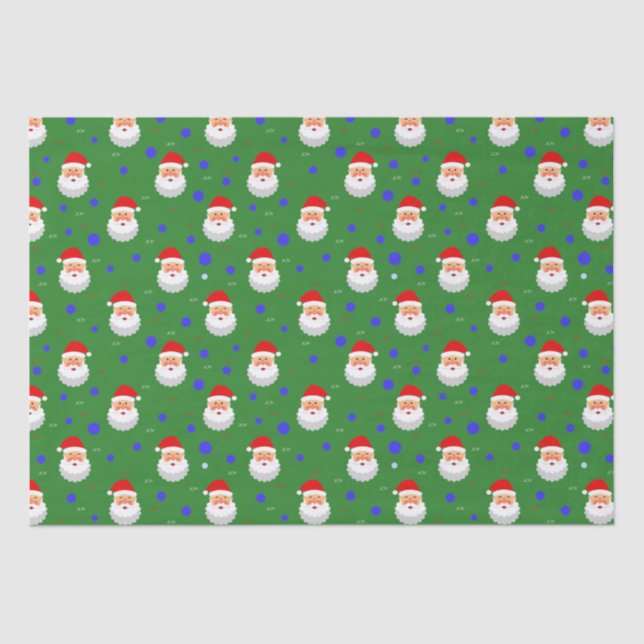Papel De Seda Santa Claus Joy Navidades Green Red Holiday (Anverso)