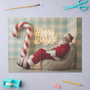 Papel De Seda Santa Claus Retro Relajándose en una Silla Difusa
