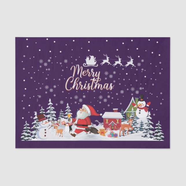 Papel De Seda Santa Claus, Snowman Feliz Navidad (Anverso)