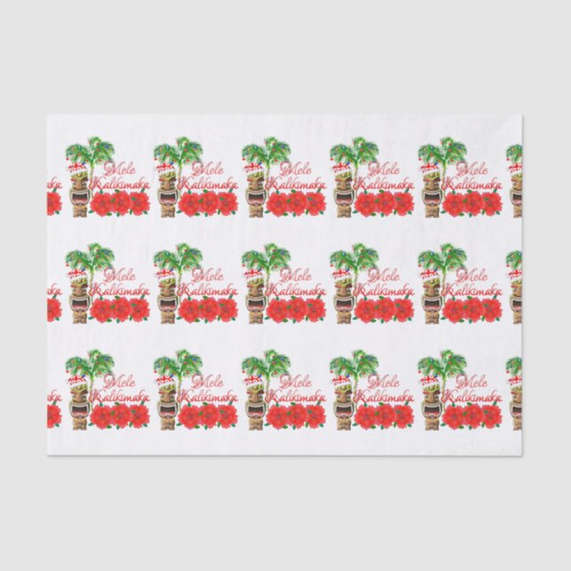 Papel De Seda Santa Claus Tiki Mele Kalikimaka (Anverso)