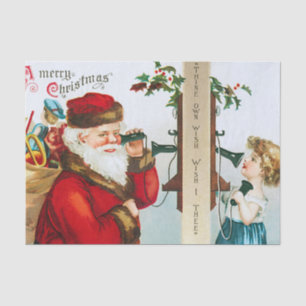 Papel De Seda Santa Claus Vintage llamando al niño de Navidad