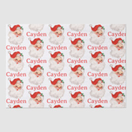 Papel De Seda Santa Claus Vintage Rojo Navidad Nombre Personaliz