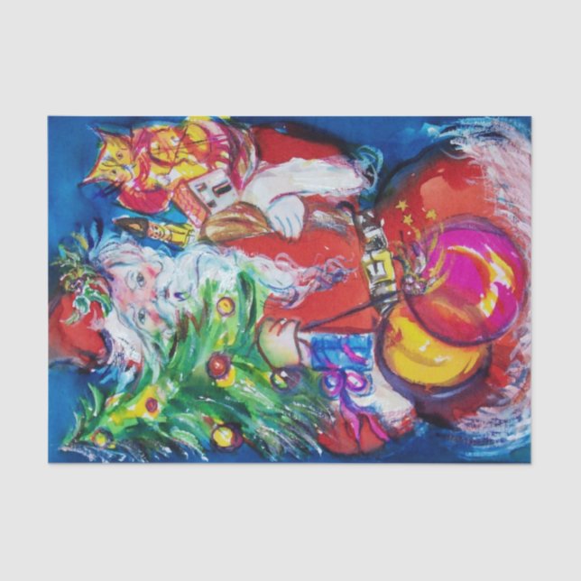 PAPEL DE SEDA SANTA CON NAVIDAD Y REGALOS (Anverso)