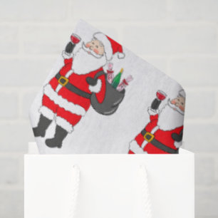 Papel De Seda Santa con Navidades de Glass y Wine Rojo
