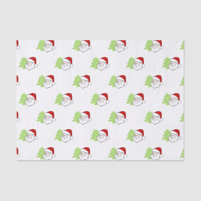 Papel De Seda Santa con patrón de árbol de Navidad (Anverso)