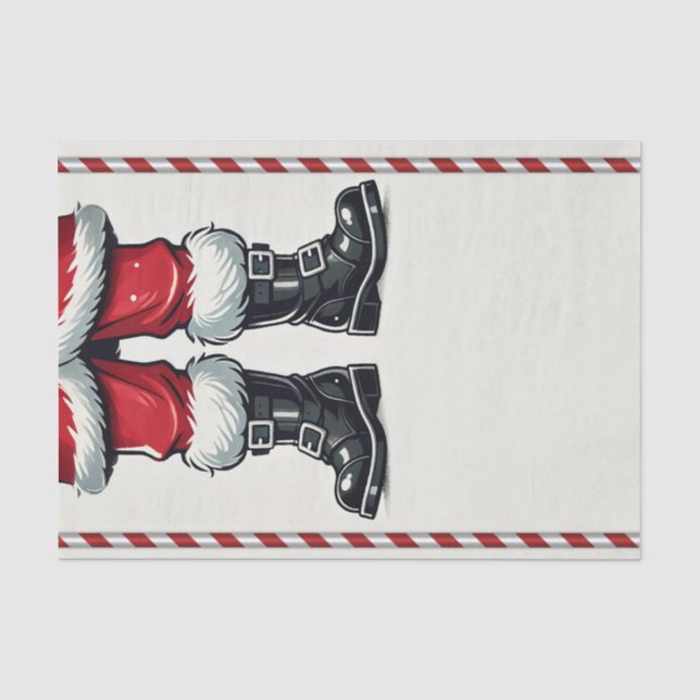 Papel De Seda Santa Cool en Botas Negras Navidad Fiesta  (Anverso)
