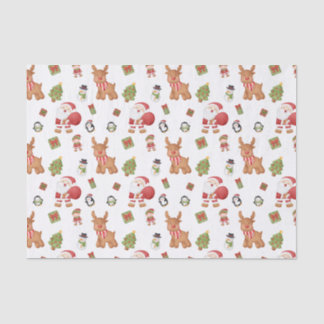 Papel De Seda Santa de Navidad, Reno, Muñeco de nieve, Pingüino