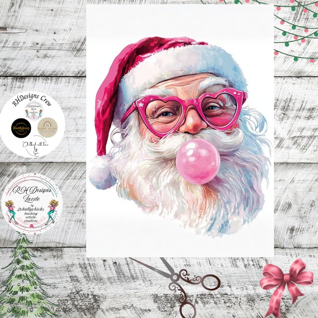 Papel De Seda Santa decoupage navideño descarado soplando chicle (Subido por el creador)