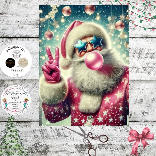 Papel De Seda Santa Decoupage Soplando Chicle en Rosa  (Subido por el creador)