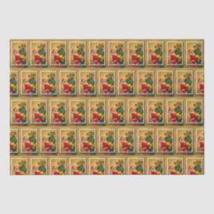 Papel De Seda Santa Escalando el árbol de Navidad, el oro vintag