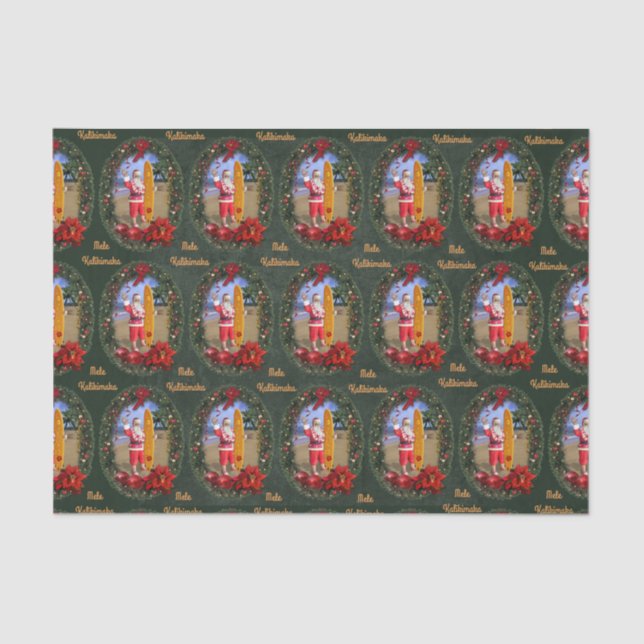 Papel De Seda Santa hawaiano con la tabla hawaiana (Anverso)