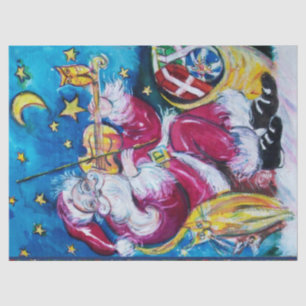 Papel De Seda SANTA INSPIRADA JUGANDO Navidades VIOLÍN Nocturna 