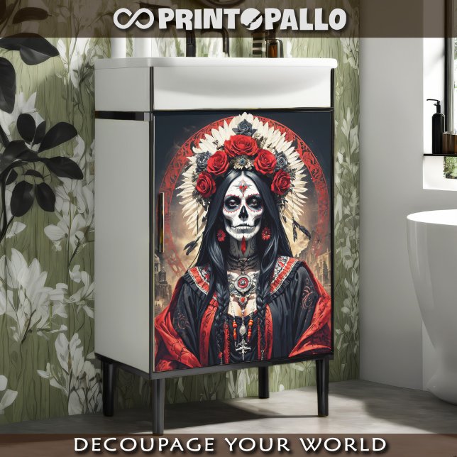 Papel De Seda Santa Muerte en traje tradicional de horror (Subido por el creador)
