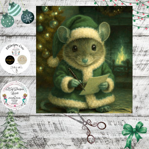 Papel De Seda Santa Ratón Vestido de Verde con Decoupage